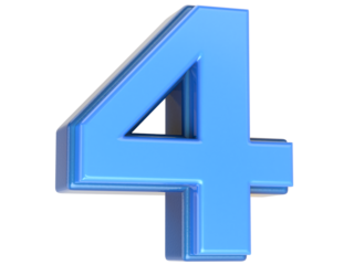 Blue Number 4 3D Rendering