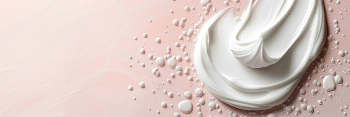 Moisturizer slashes and waves on light pastel background, hydrating face cream or lotion for skin care.
