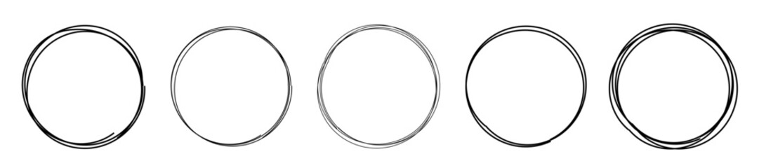 円　フレーム  手書き　線　黒