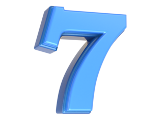 Blue Number 7 3D Rendering