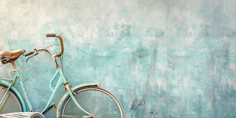 Vintage Bicycle Close-Up, copy space. Detailed view of a classic vintage bicycle outdoor next to an old wall.