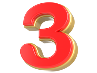 Number 3 3D Rendering