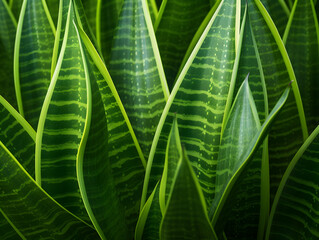 Close up background with green snake plant 