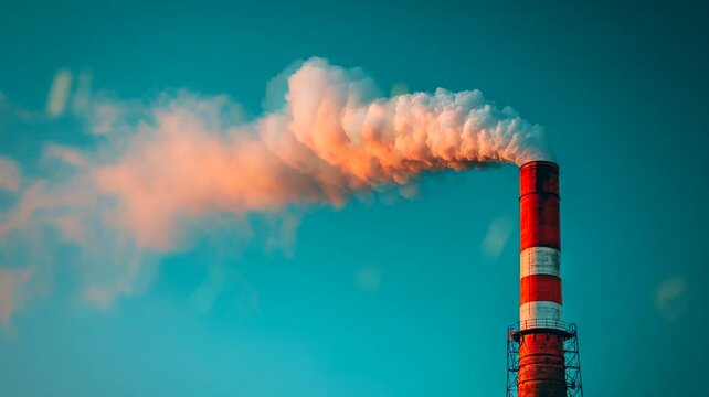 Smoke from a chimney factory pollute the air.  Seamless looping time-lapse 4k video animation background
