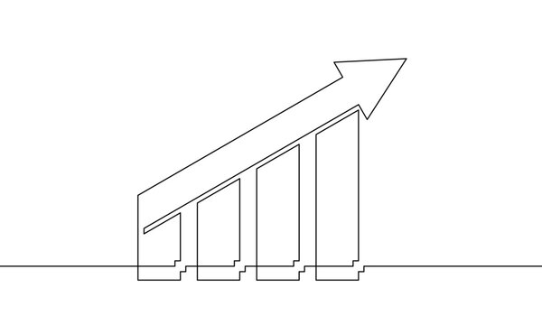 recommend clip art: Illustration vector of graph. Continuous one line drawing of arrow up. Flat icon of bar chart. Illustration vector of business growth. Single line art of increasing arrow