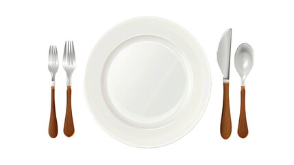 plate spoon and fork on transparent background