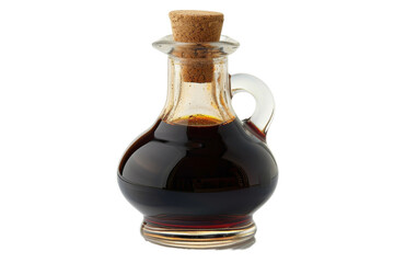 Glass bottle with soy sauce with cork