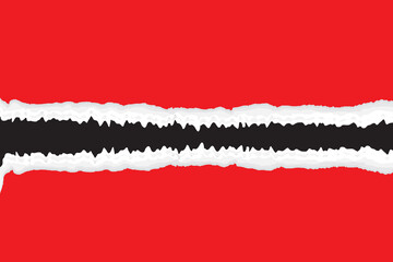 Red ripped paper torn edges strips isolated on black background.
