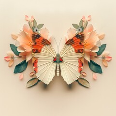 a butterfly made of paper and flowers