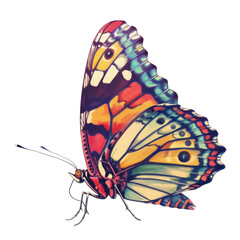 Colorful butterfly in transparent background