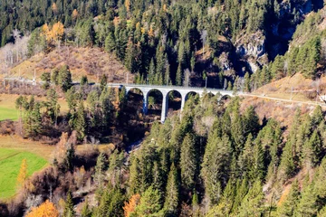 Papier Peint photo Viaduc de Landwasser View of Landwasser Viaduct, Rhaetian railway, Graubunden in Switzerland