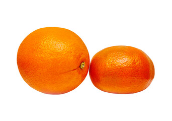  one orange and one tangerine on a white background