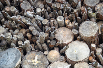 Wood to be used for heating in the village house, winter wood, background