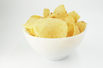potato chips in white bowl