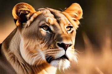 Obraz premium Close Up of Lion With Blurry Background