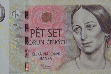 Macro shot of 500 Czech koruna banknote