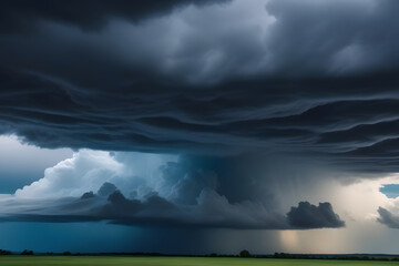 Obraz premium Large Storm Cloud Over Green Field