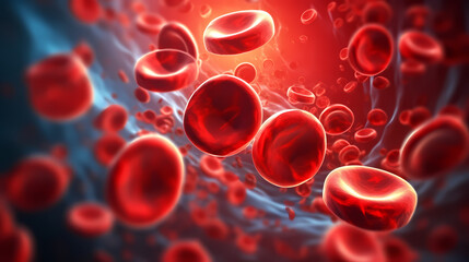 Macroscopic flow of red blood cells flowing through an artery