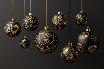 Golden Holiday Splendor: Collection of Hanging Christmas Ball Ornaments