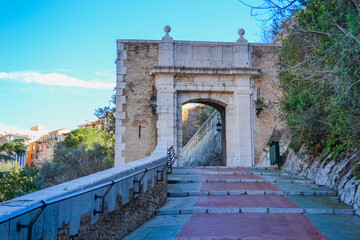 Principality of Monaco, Monaco, 13.2.2024: Antique gate on the floor to the old town in Monaco