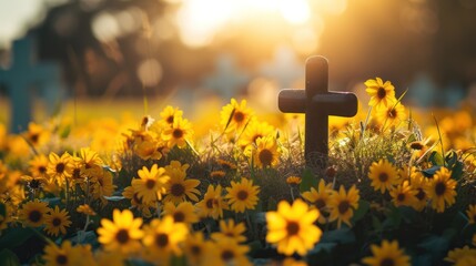 Cross with Beautiful Flowers