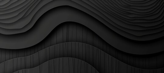 Dark matte abstract background with 3d wavy smooth design for a modern aesthetic concept.