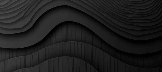 Poster Dark matte abstract background with 3d wavy smooth design for a modern aesthetic concept. © Ilja