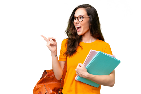 Young student caucasian woman over isolated background intending to realizes the solution while lifting a finger up - Powered by Adobe