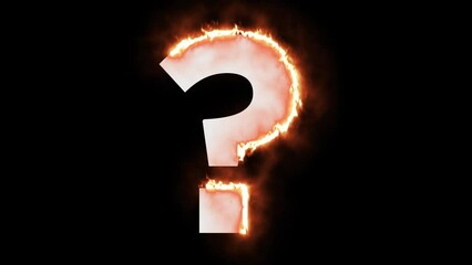 burning question mark in fire with transparent background - Powered by Adobe