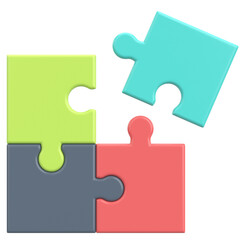 3D Puzzle. 3D Icon. 3D illustration.