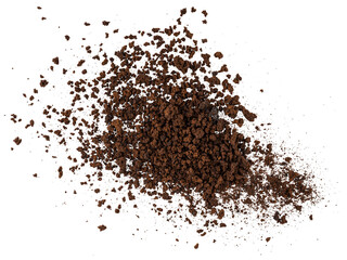 Instant coffee powder and dust pile, graphic element isolated on a transparent background
