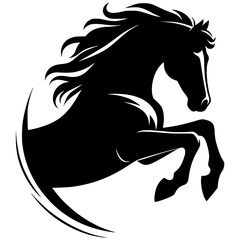 Silhouette of a horse jumping