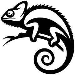 The chameleon logo silhouette is simple and elegant