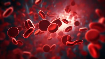 3D illustration of human red blood cells in vein, healthcare concept - obrazy, fototapety, plakaty