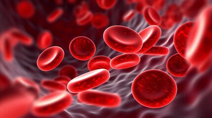 3D illustration of human red blood cells in vein, healthcare concept