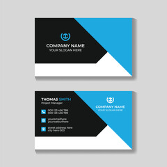 Professional creative modern blue and black business card template design