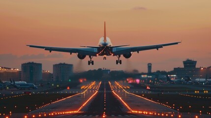 A plane taking off from an airport  