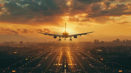 Foto op Canvas A plane taking off from an airport   © YamunaART