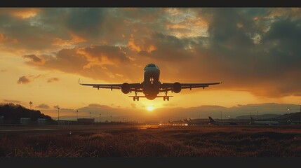 A plane taking off from an airport  