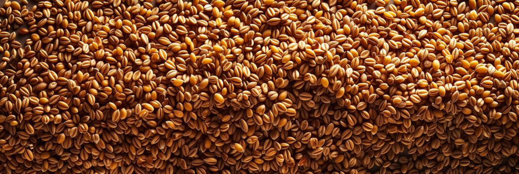 Full frame close-up of brown flax seeds, ideal as a textured background or healthy food concept