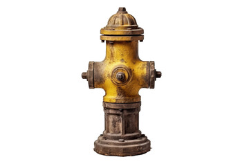 Fototapeta premium Old weathered water hydrant on transparent background, Png format.