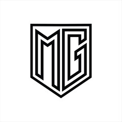 MG Letter Logo monogram shield geometric line inside shield isolated style design