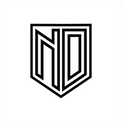 ND Letter Logo monogram shield geometric line inside shield isolated style design