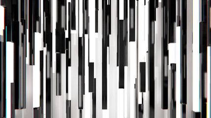 Vertical black and white bars. Abstract technology background. Futuristic interface.