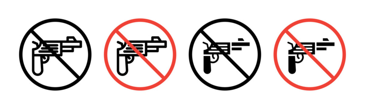 Firearm Prohibition Vector Icon Set. Gun Ban Vector Symbol for UI Design.