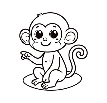 A children's coloring book showcasing a monkey in a vector illustration, illustration, photo, poste