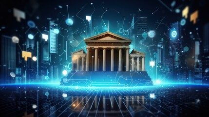 Illustration of the courthouse background wallpaper for the legal consultation business of advocates and lawyers.