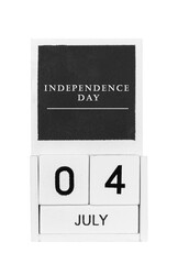 4th of july wooden calendar isolated on transparent background, png. American Independence Day