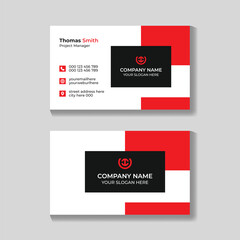 Clean professional modern red and black business card design template