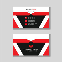 Clean professional modern red and black business card design template